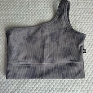Born Primitive Grey Tie Dye One Shoulder Ribbed Sports Bra